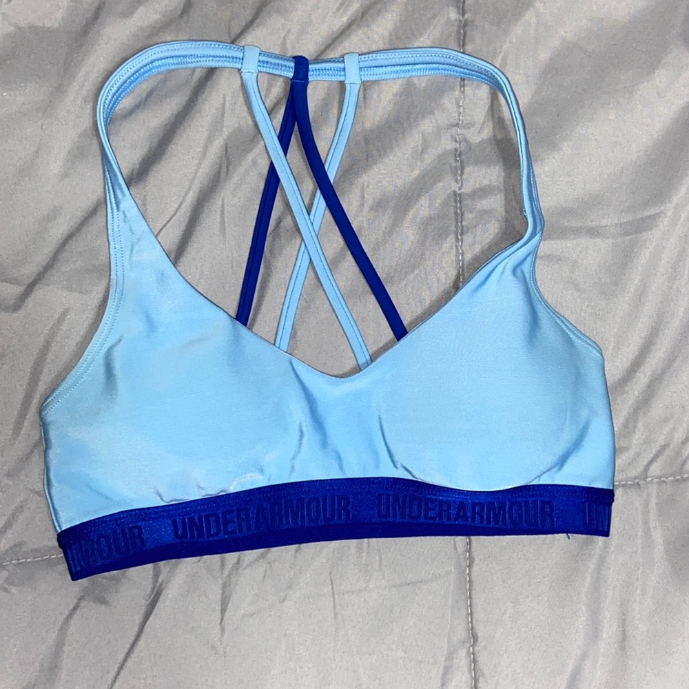 Blue Under Armour sports bra/bathing suit top